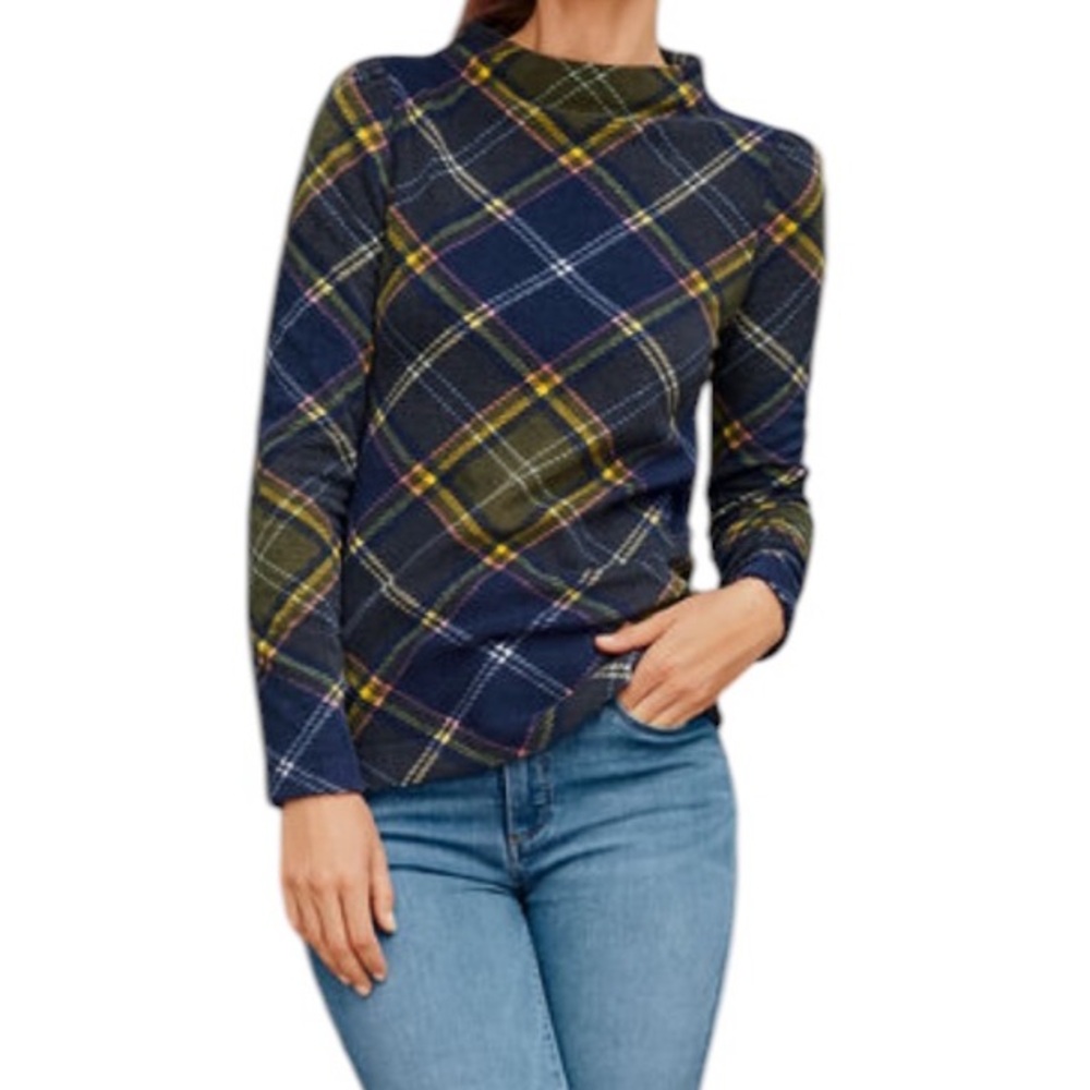 Talbots Fleece Funnel Neck Pullover in "Camping Plaid" MP